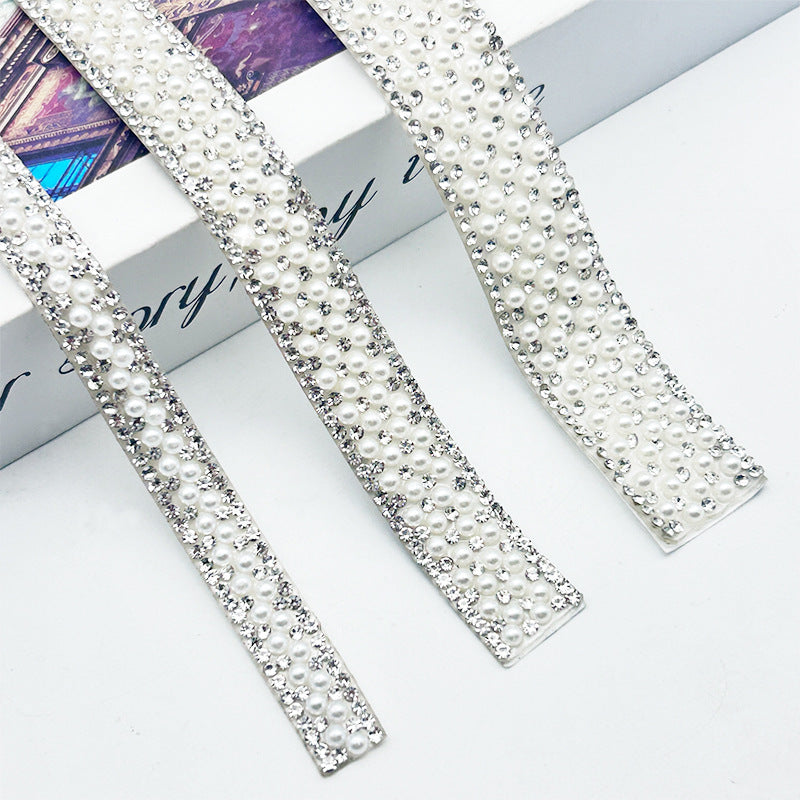 Pearl Rhinestone Strip, Self-adhesive Rhinestone Strip, Diy Jewelry Accessory, Shoe And Bag Decoration, Clothing Rhinestone Patch