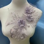 Multicolor Lace Trim with Embroidered Flowers, Sequins & Tube Beads – Heavy Beaded DIY Appliqué for Wedding Dresses, Evening Gowns, Stage Costumes & Bridal Fashion Sewing Projects