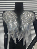Fashion Pearl & Full Crystal Wing High-Quality Beaded Embroidery DIY Sequins Applique Patch - Luxury Sewing Craft Supply