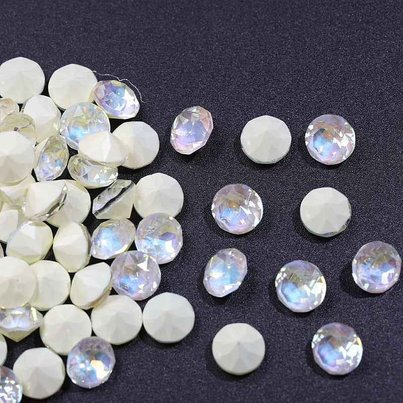 33-Facet 8mm Mocha Gradient Pointed-Back Nail Rhinestones – Mini Stacked Crystal Gems for DIY Manicure, Bag & Apparel Embellishments