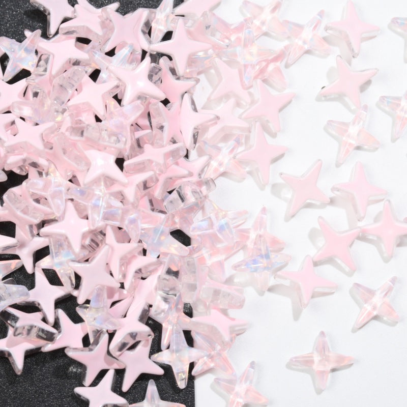 K9 Glass Mocha Aurora 4-Point Star Rhinestones – Flat-Back Iridescent Gems for Nail Art & Phone Charms