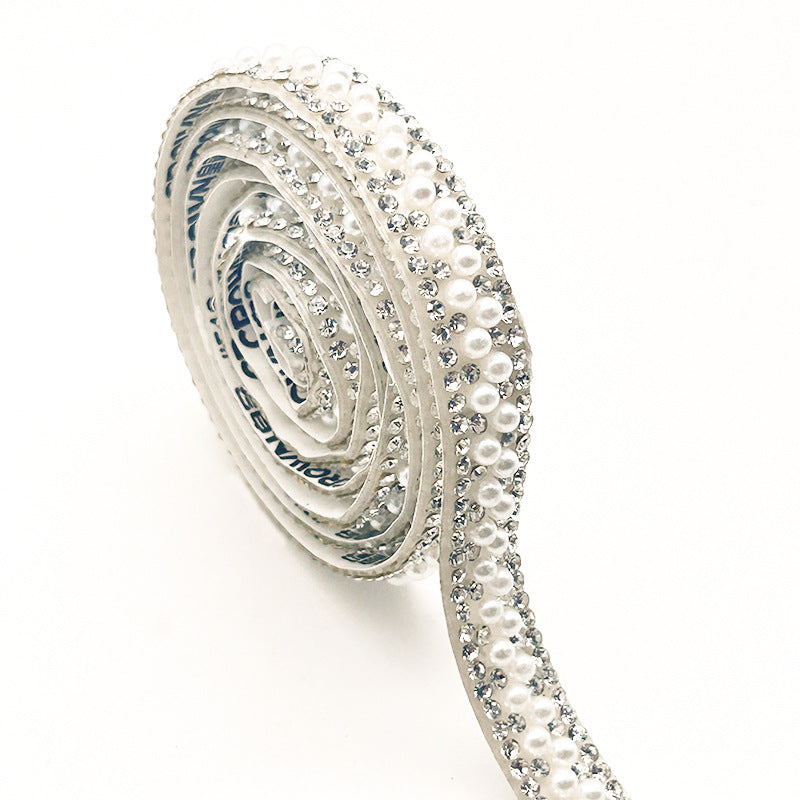 Pearl Rhinestone Strip, Self-adhesive Rhinestone Strip, Diy Jewelry Accessory, Shoe And Bag Decoration, Clothing Rhinestone Patch