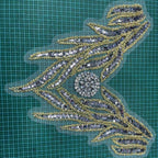 Multicolor Hand-Beading Lace Trim with Crystal Glass Rhinestones & Seed Beads – Embellished DIY Appliqué for Wedding Dresses, Evening Gowns, Qipao & Bridal Fashion Sewing Projects