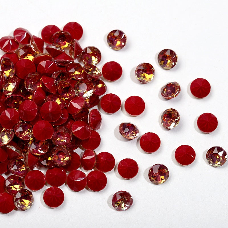 33-Facet 8mm Mocha Gradient Pointed-Back Nail Rhinestones – Mini Stacked Crystal Gems for DIY Manicure, Bag & Apparel Embellishments