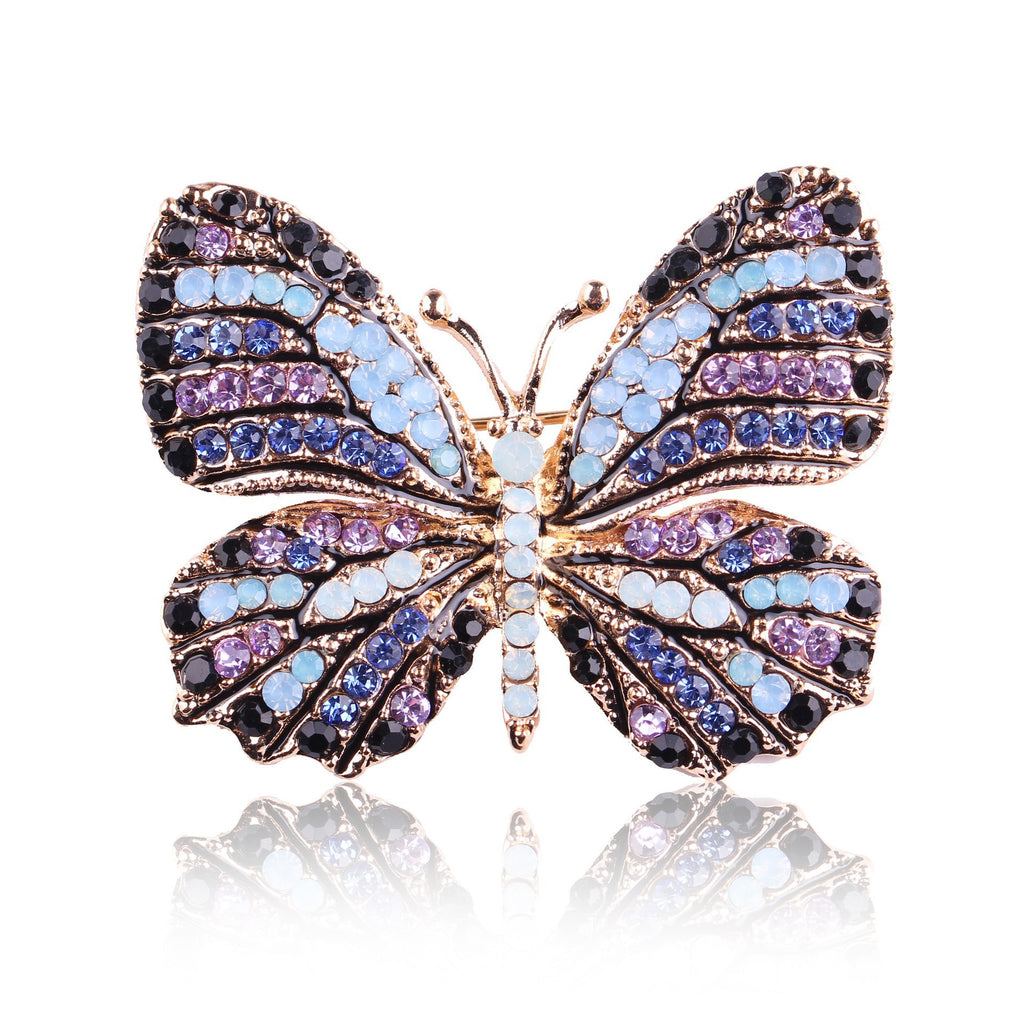 Korean Style Eco-Friendly Alloy Rainbow Rhinestone Butterfly Brooch Pin - Women's Fashion Animal Lapel Accessory