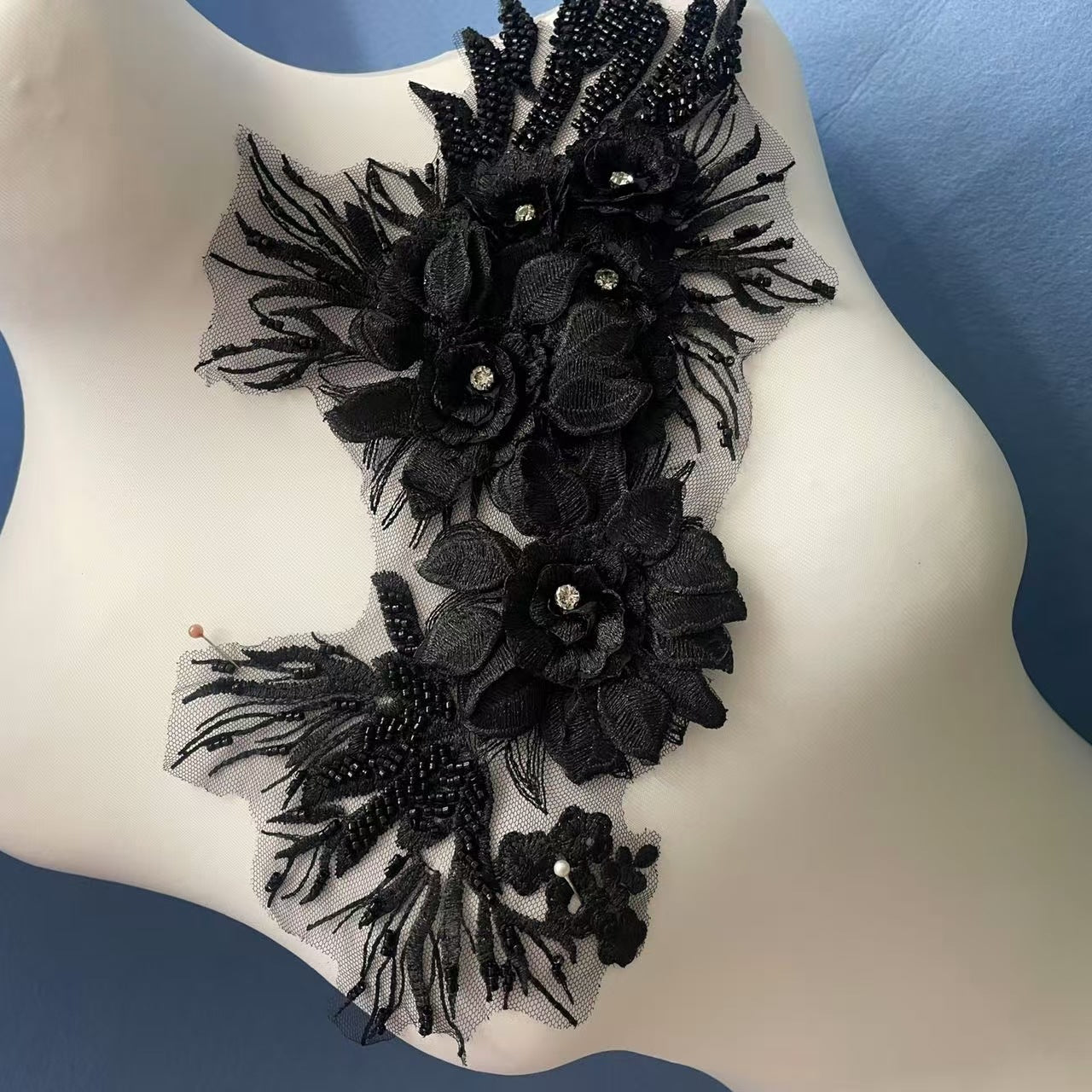 Multicolor Lace Trim with Embroidered Flowers, Beading & Crystal Glass Rhinestones – Sparkling DIY Appliqué for Wedding Dresses, Evening Gowns, Stage Costumes & Fashion Embellishment