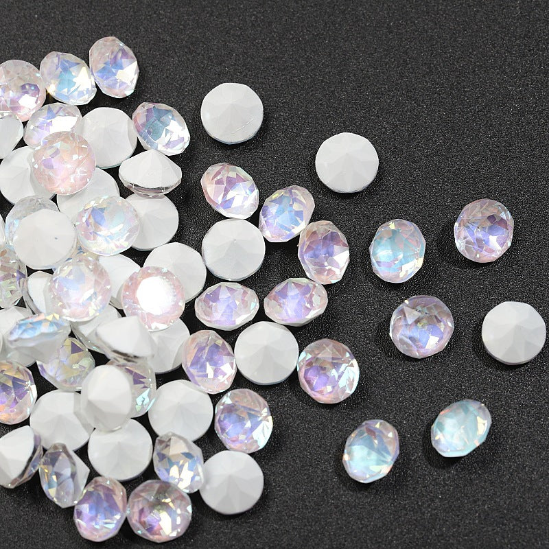 33-Facet 8mm Mocha Gradient Pointed-Back Nail Rhinestones – Mini Stacked Crystal Gems for DIY Manicure, Bag & Apparel Embellishments