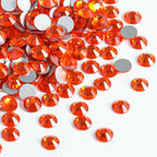 Flat Back Crystal Rhinestones Round Gems For Nail Art And Craft Glue Fix - Orange