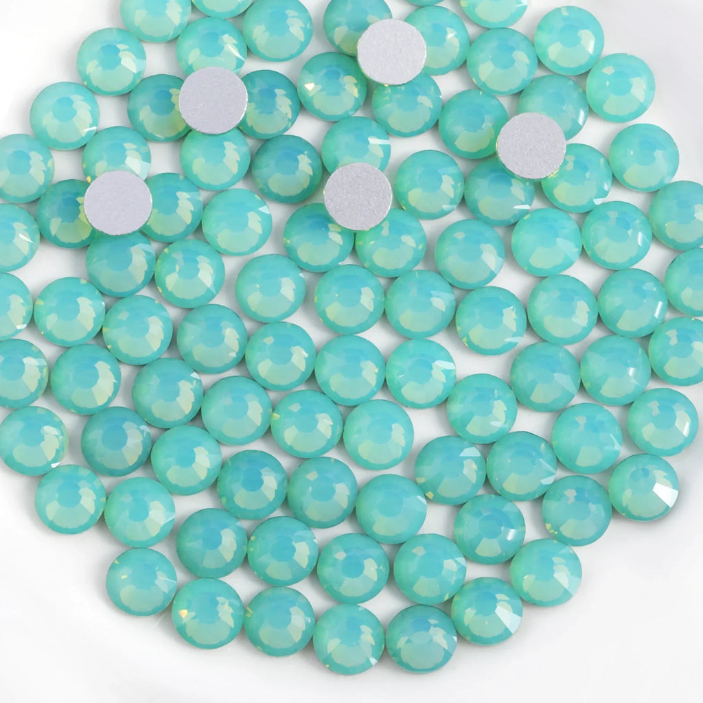 Flat Back Crystal Rhinestones Round Gems For Nail Art And Craft Glue Fix - Pacific Opal