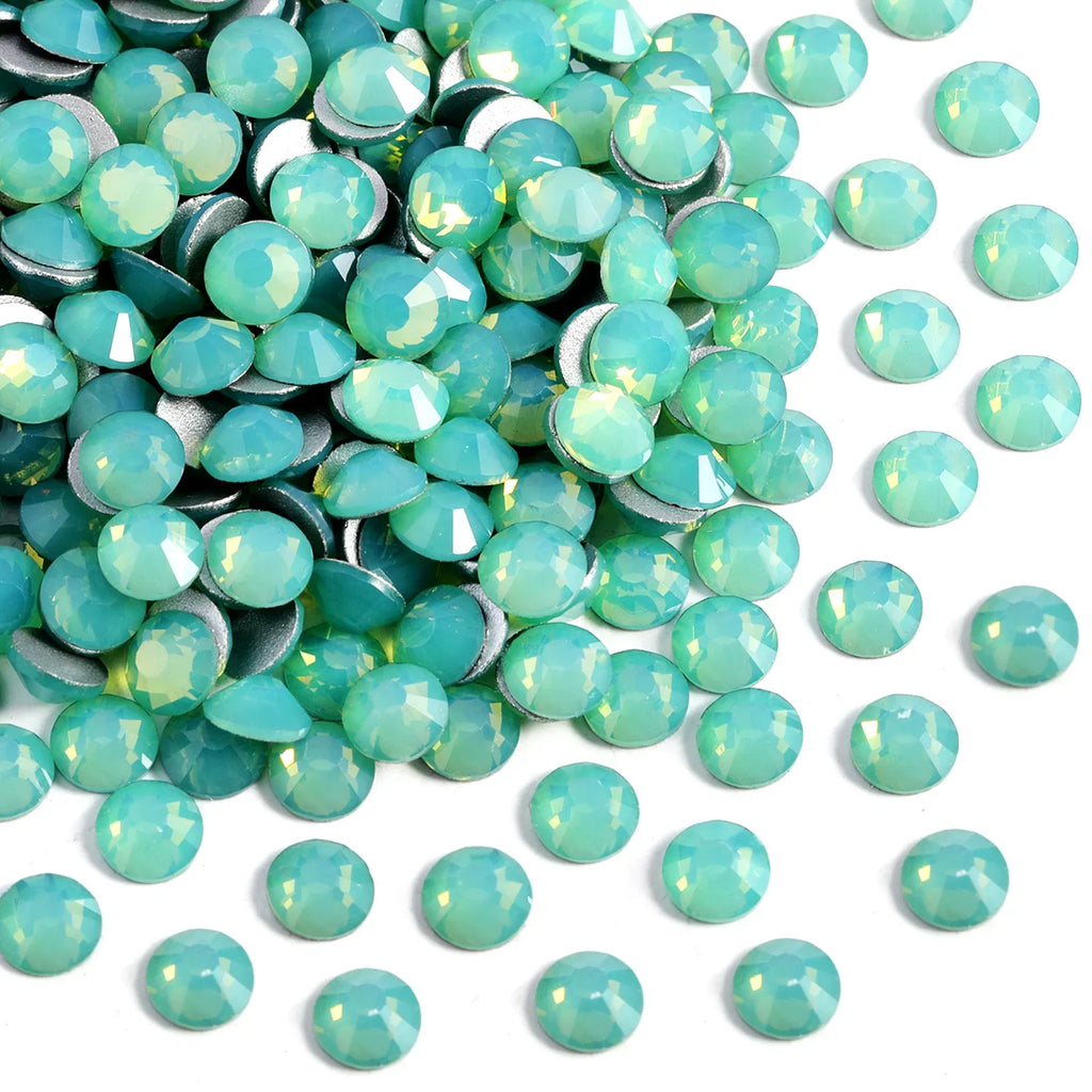 Flat Back Crystal Rhinestones Round Gems For Nail Art And Craft Glue Fix - Pacific Opal