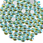 Flat Back Crystal Rhinestones Round Gems For Nail Art And Craft Glue Fix- Peridot AB
