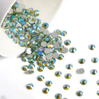 Flat Back Crystal Rhinestones Round Gems For Nail Art And Craft Glue Fix- Peridot AB
