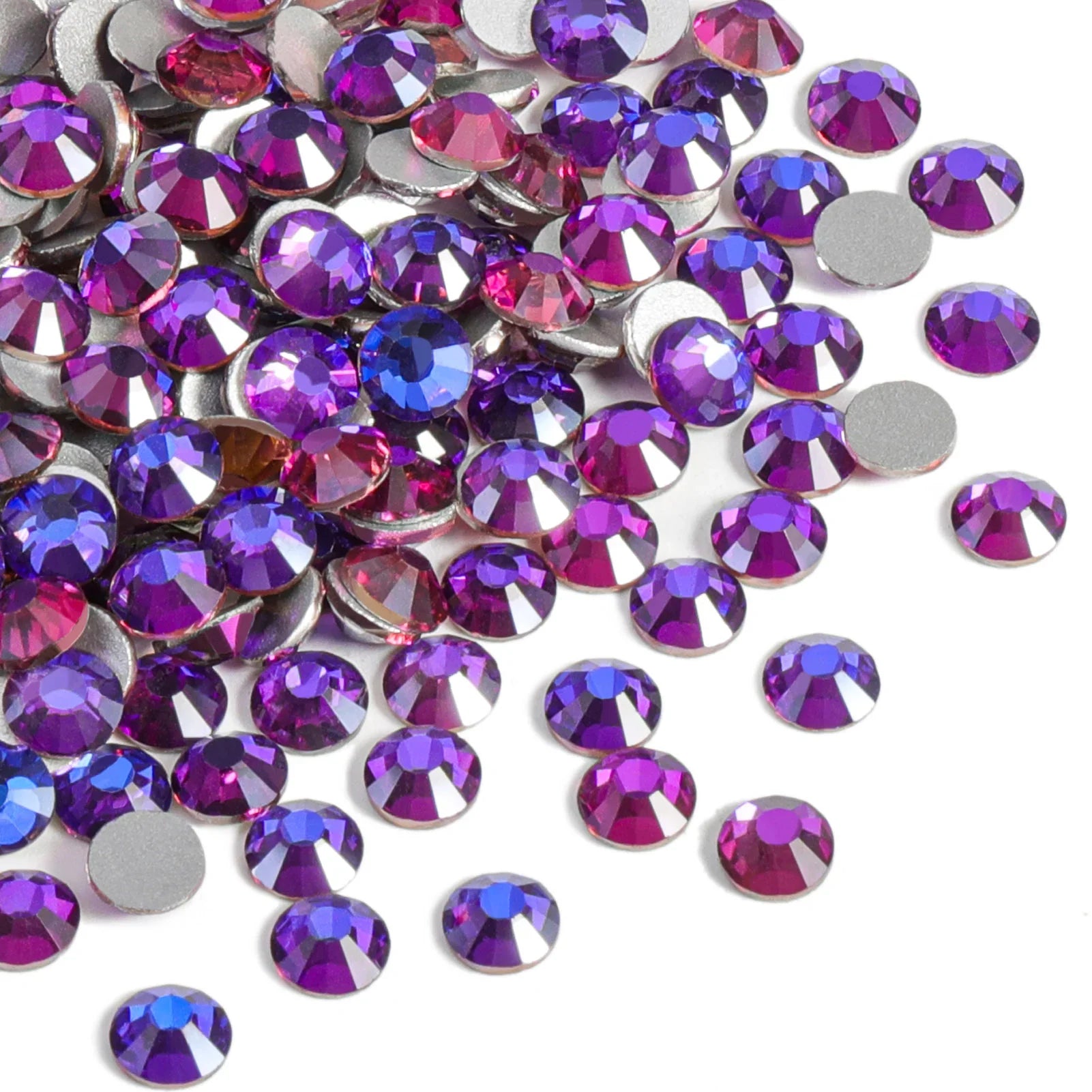 Flat Back Crystal Rhinestones Round Gems For Nail Art And Craft Glue Fix- Purple Velvet