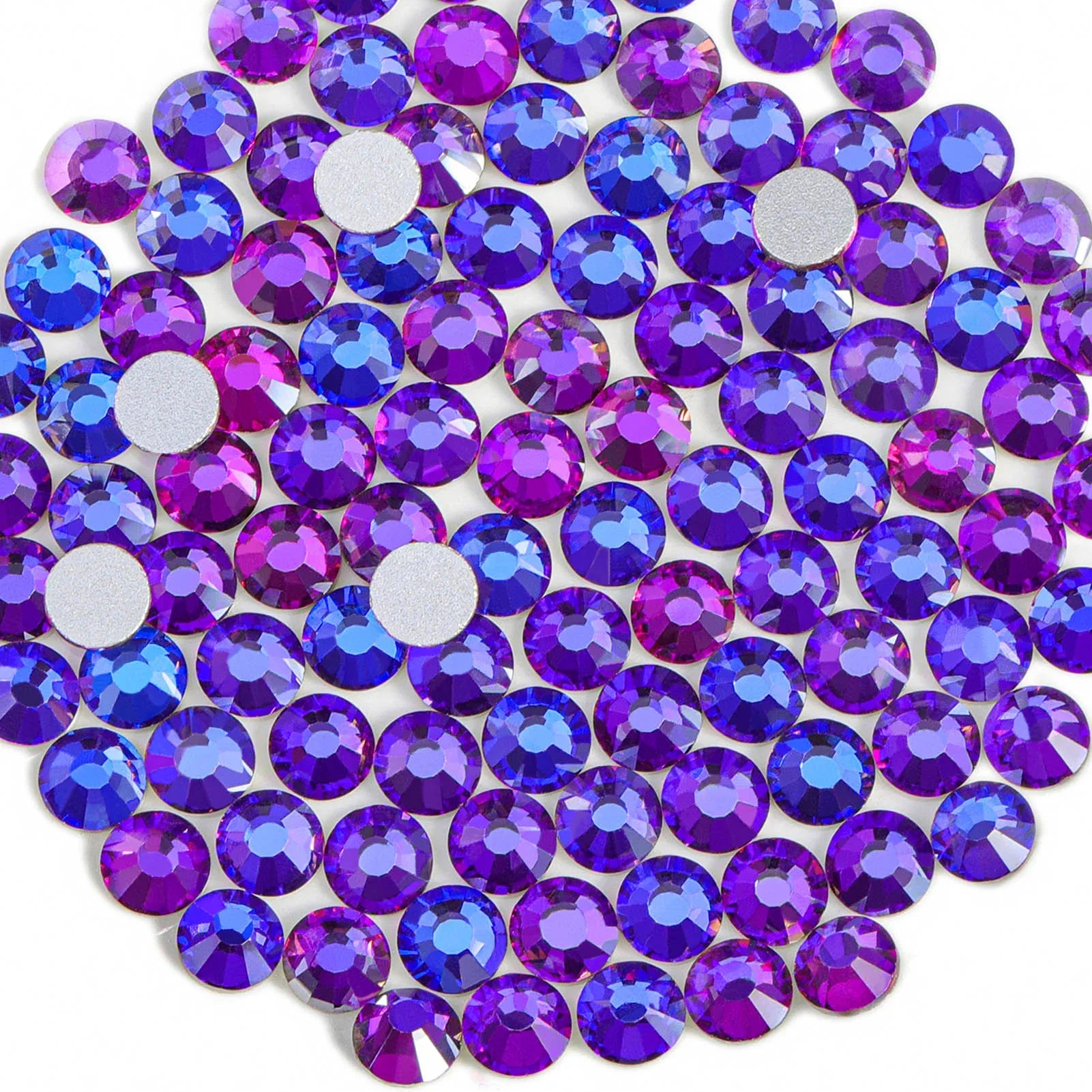 Flat Back Crystal Rhinestones Round Gems For Nail Art And Craft Glue Fix- Purple Velvet
