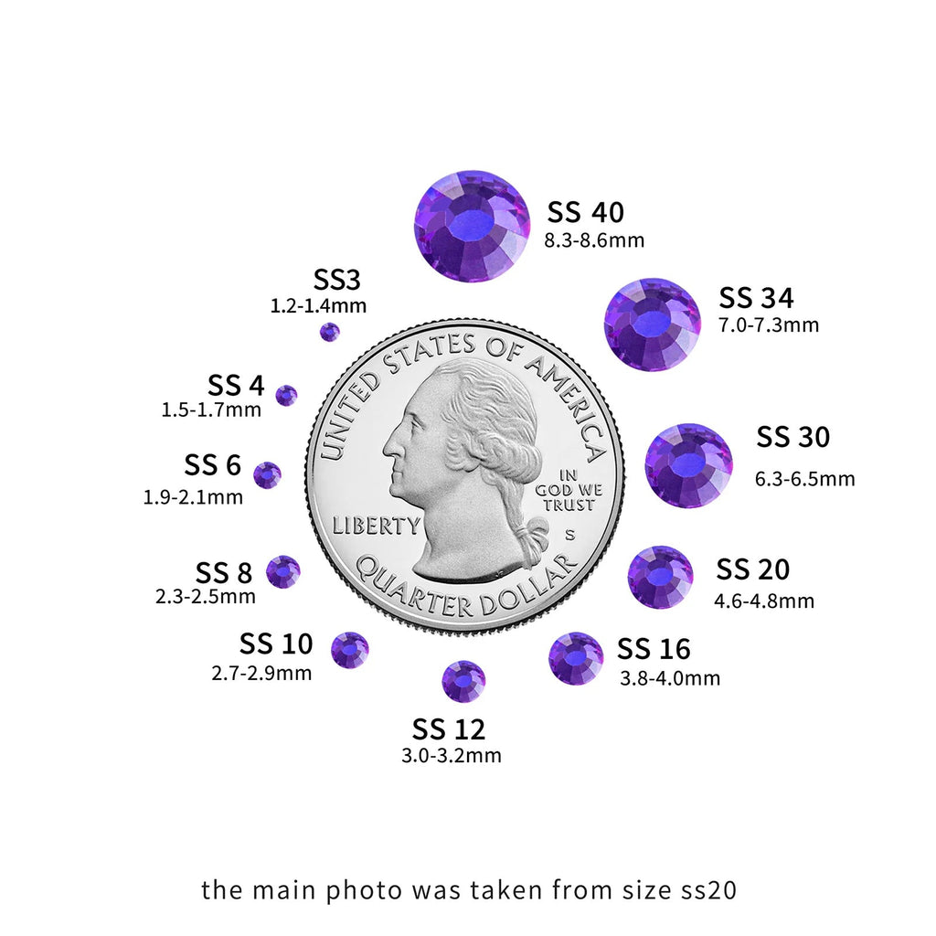 Flat Back Crystal Rhinestones Round Gems For Nail Art And Craft Glue Fix- Purple Velvet