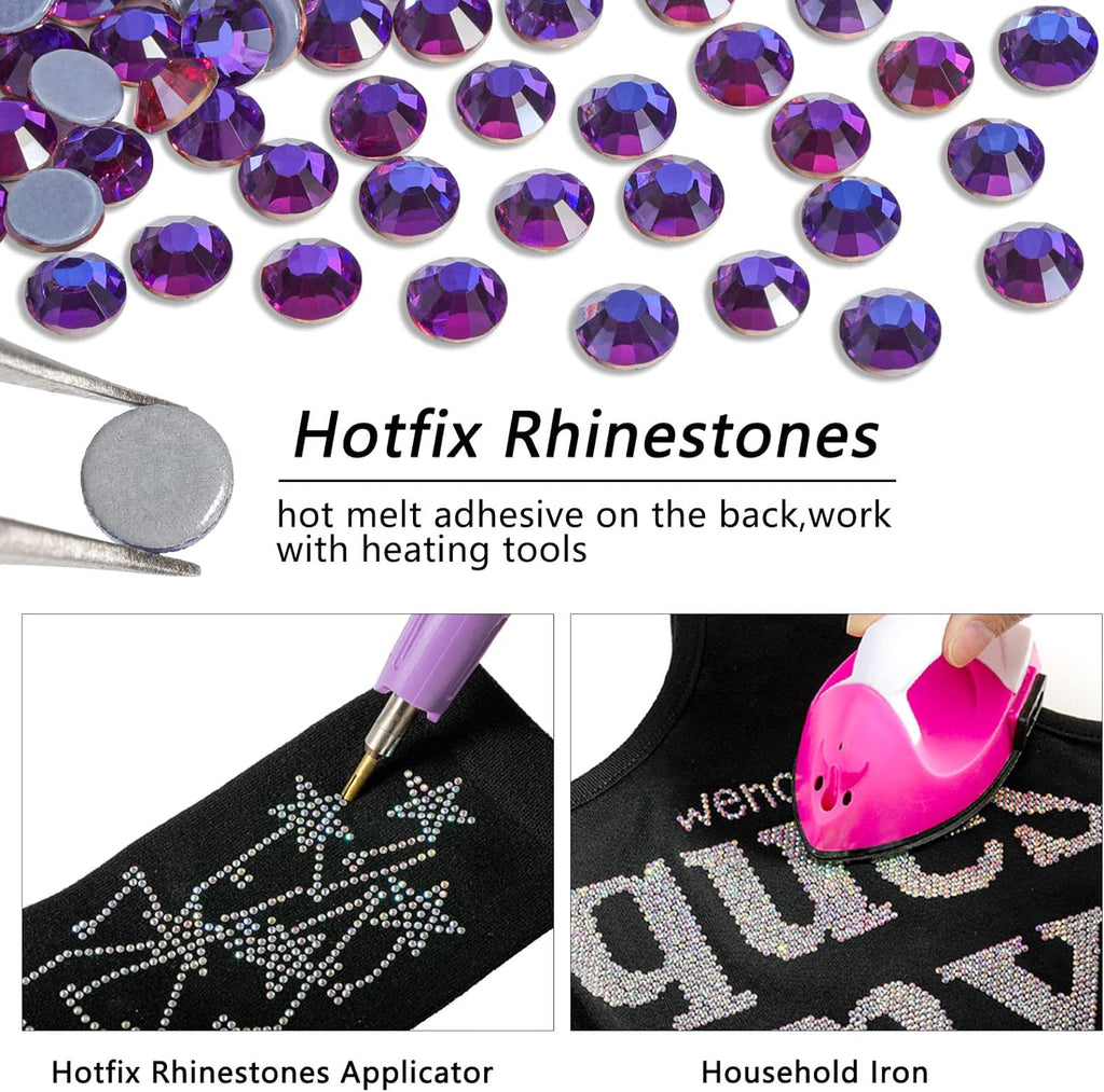Hotfix Rhinestones, Crystal Rhinestones for Crafts Clothes DIY Decoration- Purple Velvet