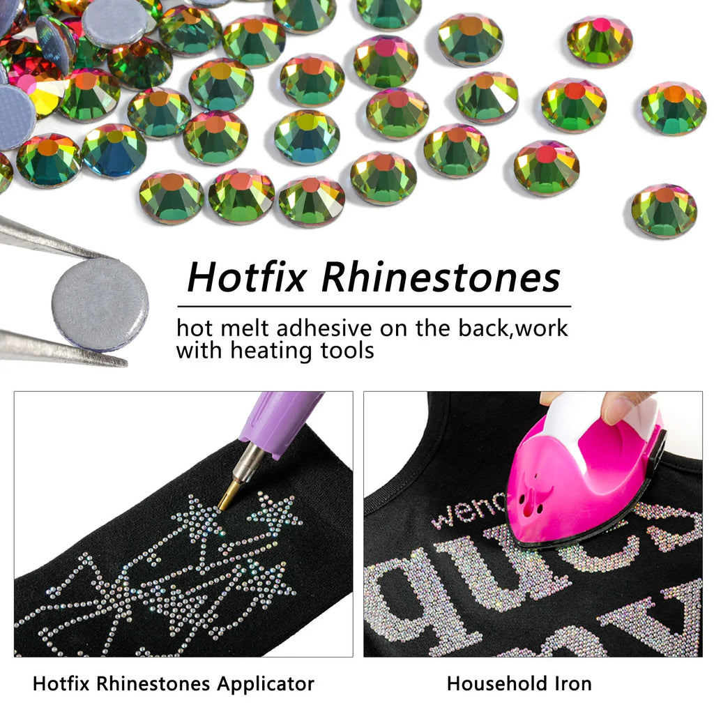 Hotfix Rhinestones, Crystal Rhinestones for Crafts Clothes DIY Decoration-Rainbow
