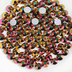 Flat Back Crystal Rhinestones Round Gems For Nail Art And Craft Glue Fix - Rainbow Rose Gold