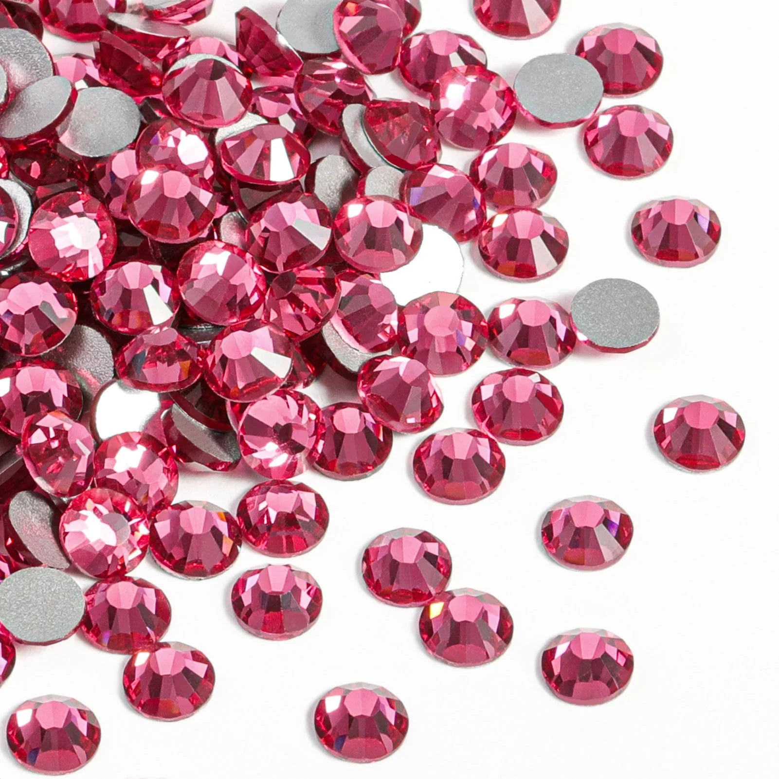 Flat Back Crystal Rhinestones Round Gems For Nail Art And Craft Glue Fix- Rose