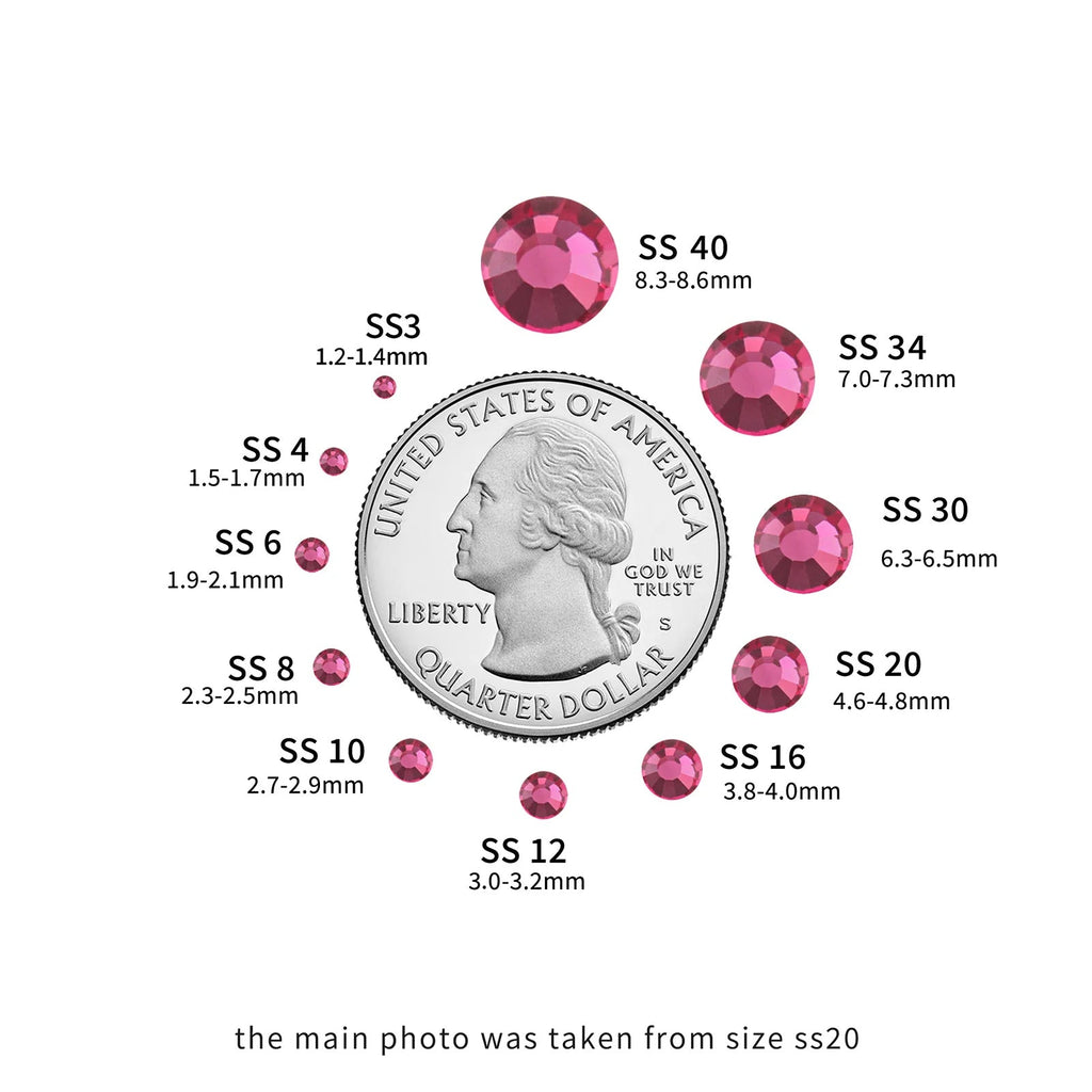 Flat Back Crystal Rhinestones Round Gems For Nail Art And Craft Glue Fix- Rose