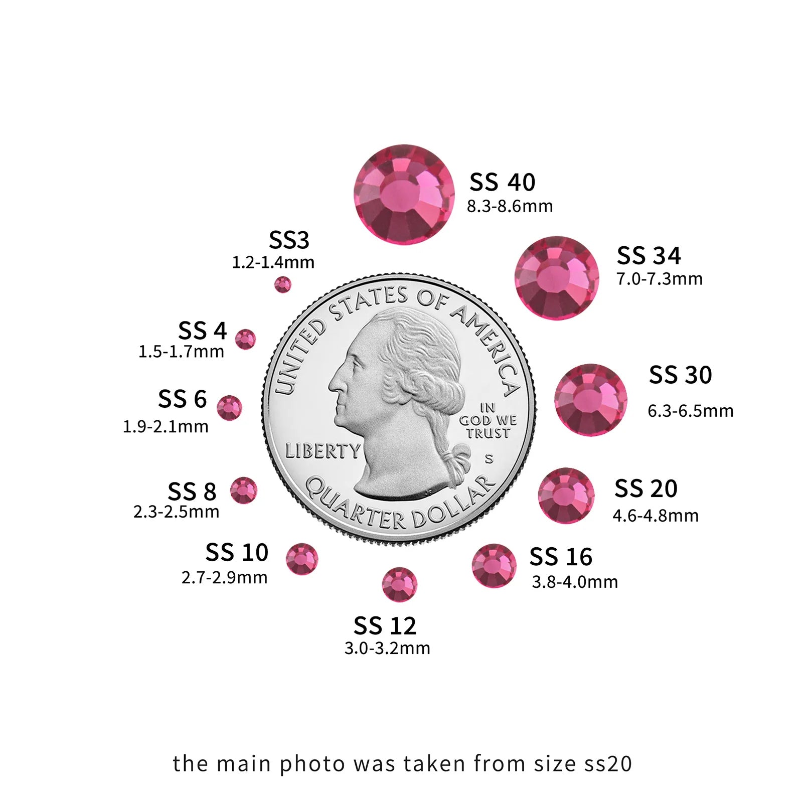 Flat Back Crystal Rhinestones Round Gems For Nail Art And Craft Glue Fix- Rose