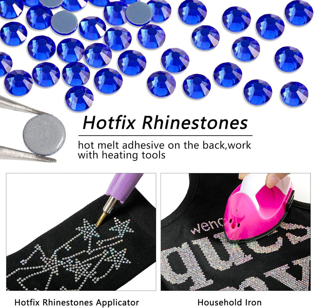 Hotfix Rhinestones, Crystal Rhinestones for Crafts Clothes DIY Decoration-Sapphire