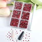 7200pcs Flatback Rhinestones,Nail Gems Round Crystal Rhinestones for Crafts,Mixed 6 Sizes with Wax Pencil Kit, SS3-SS10-Siam