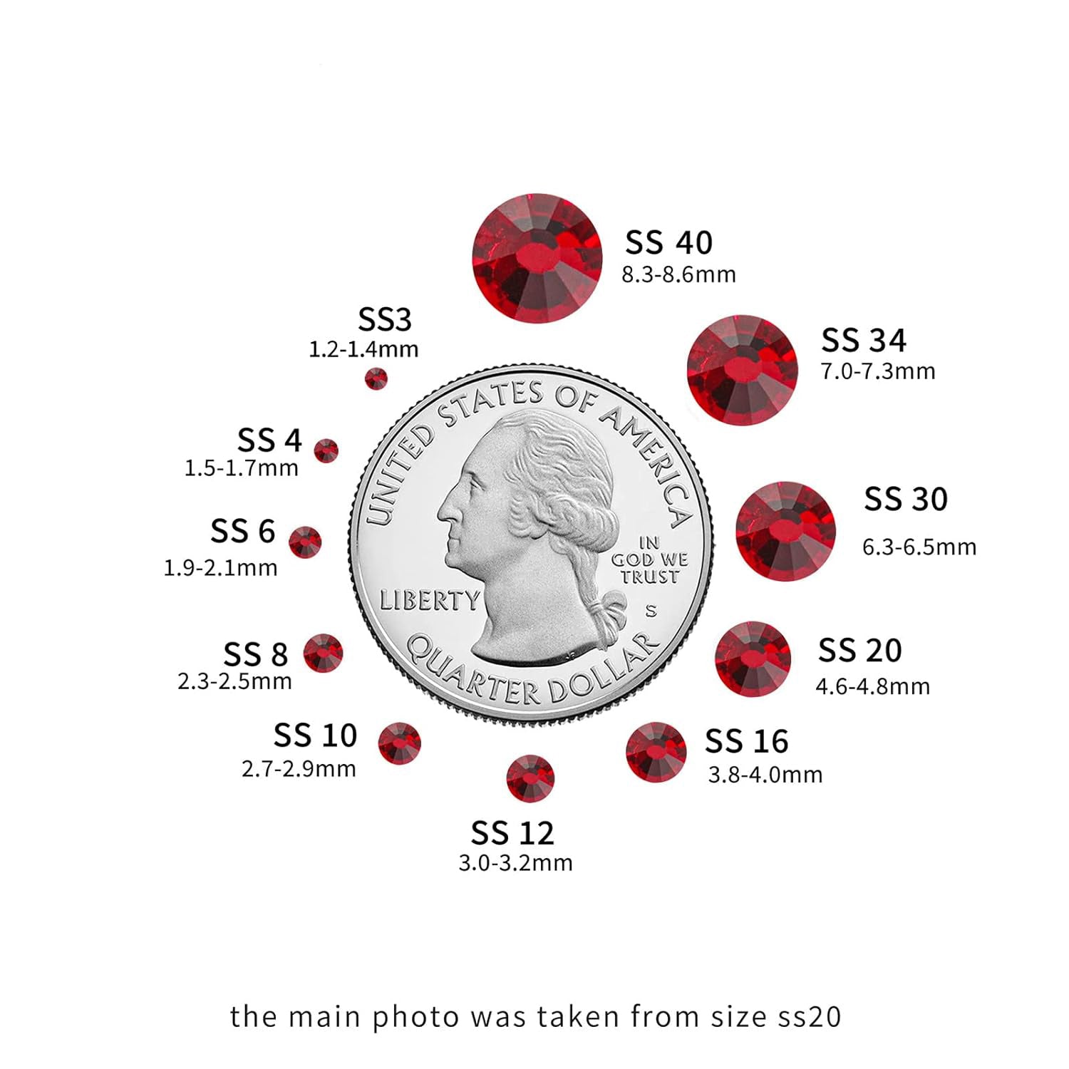 Flat Back Crystal Rhinestones Round Gems For Nail Art And Craft Glue Fix - Siam