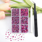 4300pcs Flatback Rhinestones, Nail Gems Round Crystal Rhinestones for Crafts,Mixed 6 Sizes with Picking Tweezers and Wax Pencil Kit- Siamab