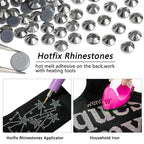 Hotfix Rhinestones, Crystal Rhinestones for Crafts Clothes DIY Decoration- Silver Hematite