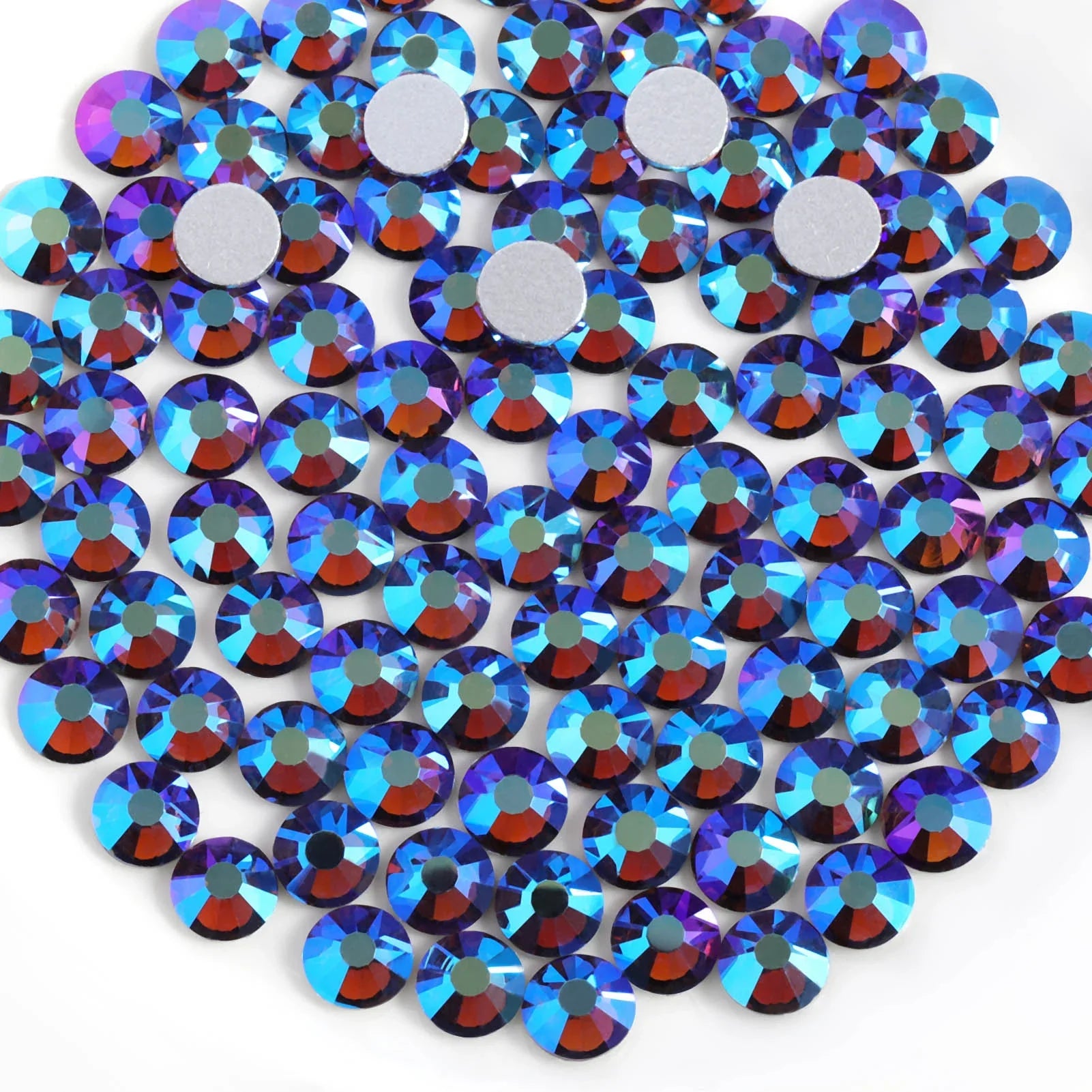 Flat Back Crystal Rhinestones Round Gems For Nail Art And Craft Glue Fix - Smoked Topaz AB