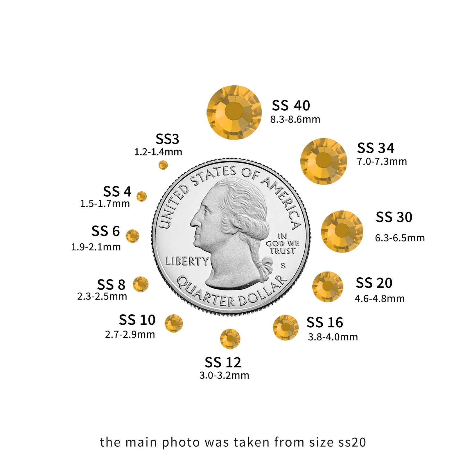 Flat Back Crystal Rhinestones Round Gems For Nail Art And Craft Glue Fix - Topaz