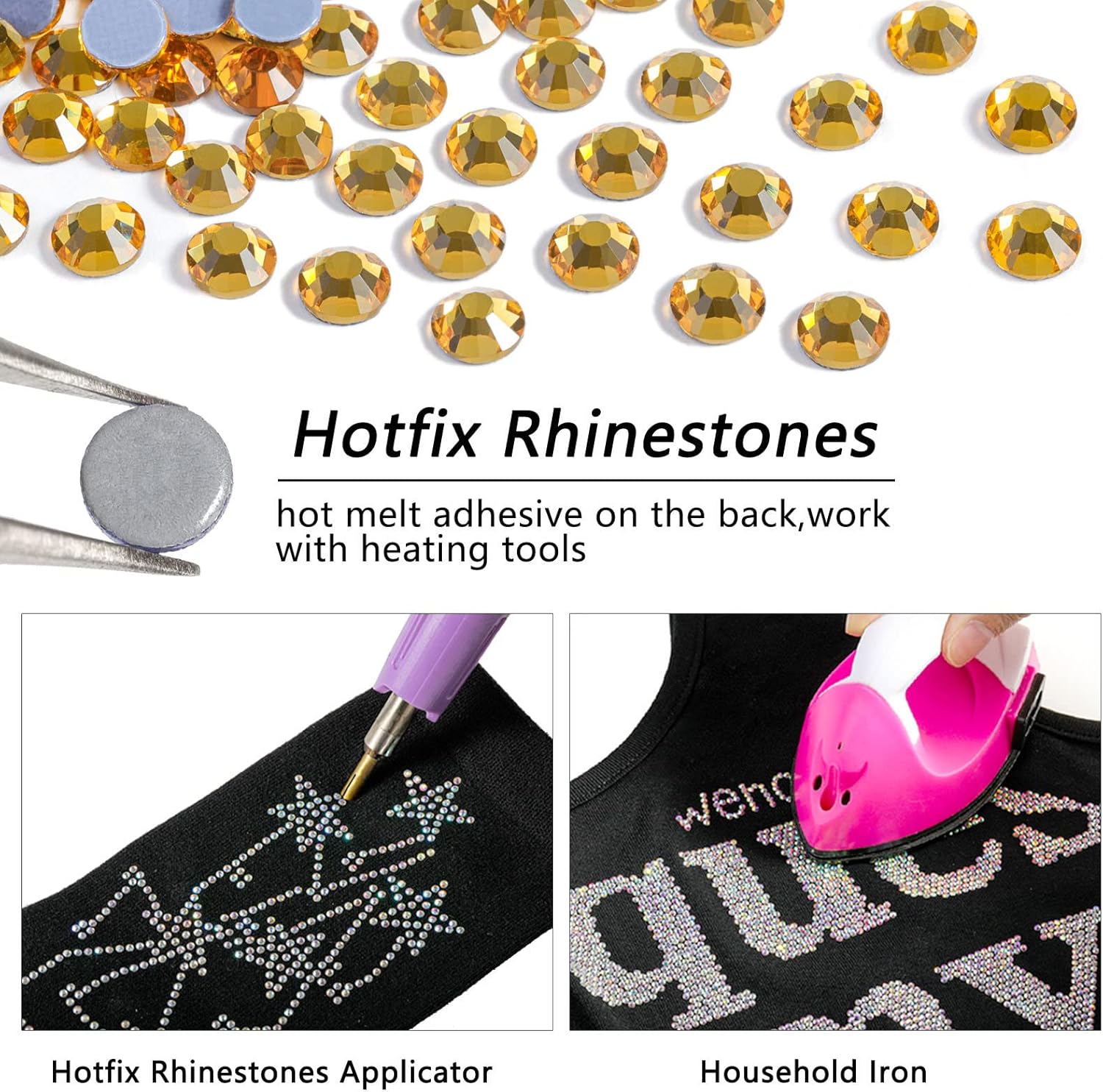 Hotfix Rhinestones, Crystal Rhinestones for Crafts Clothes DIY Decoration-Topaz