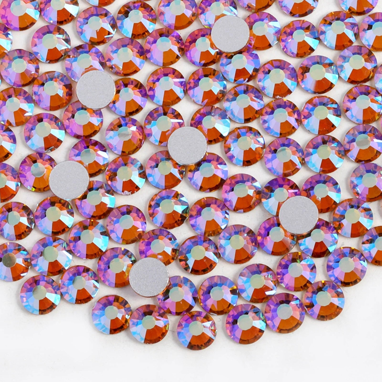 Flat Back Crystal Rhinestones Round Gems For Nail Art And Craft Glue Fix - Topaz AB