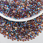 Flat Back Crystal Rhinestones Round Gems For Nail Art And Craft Glue Fix - Topaz AB