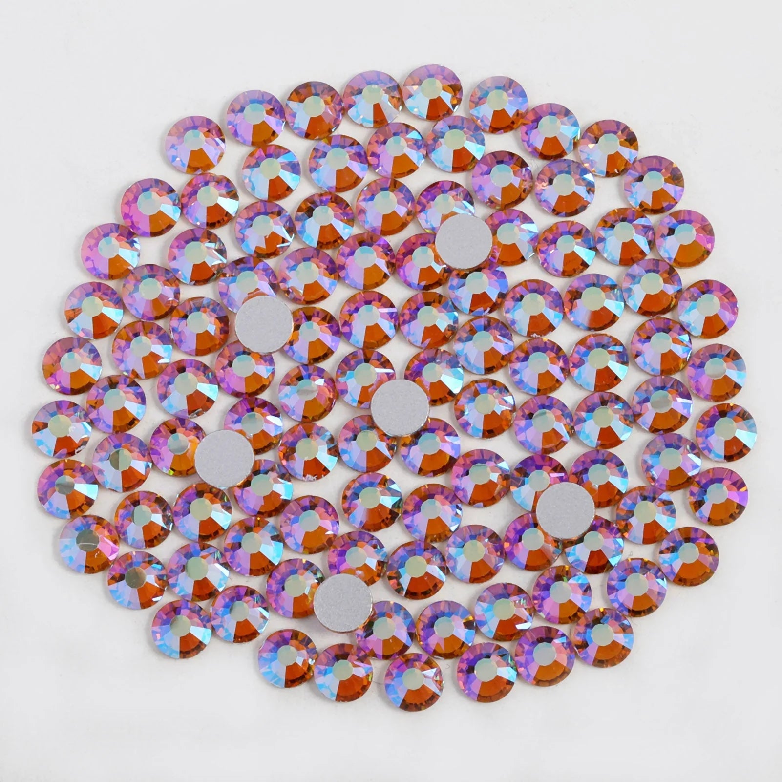 Flat Back Crystal Rhinestones Round Gems For Nail Art And Craft Glue Fix - Topaz AB