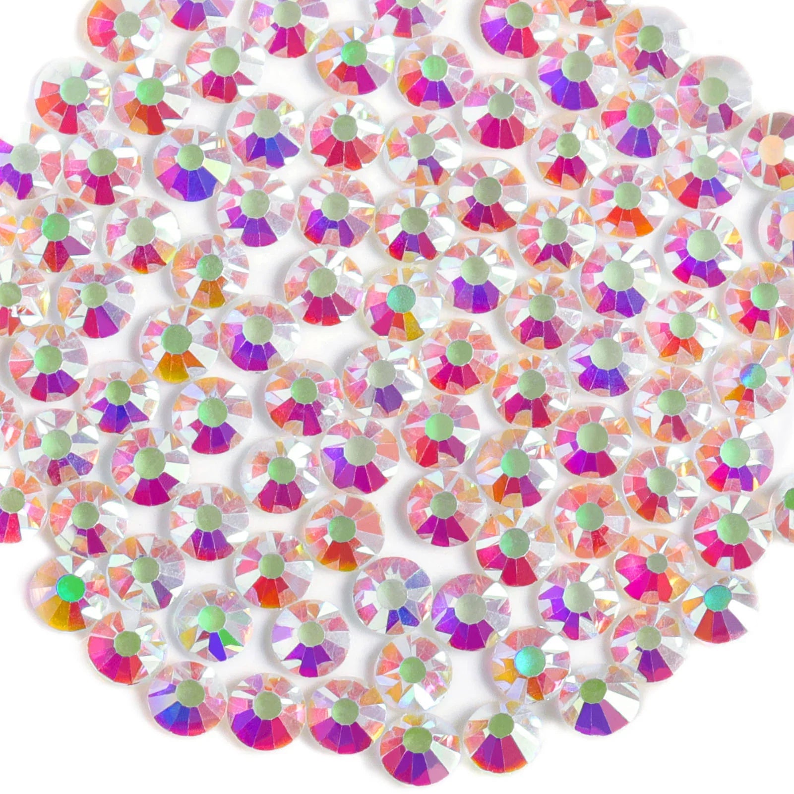 Flat Back Crystal Rhinestones Round Gems For Nail Art And Craft Glue Fix- Transparent AB