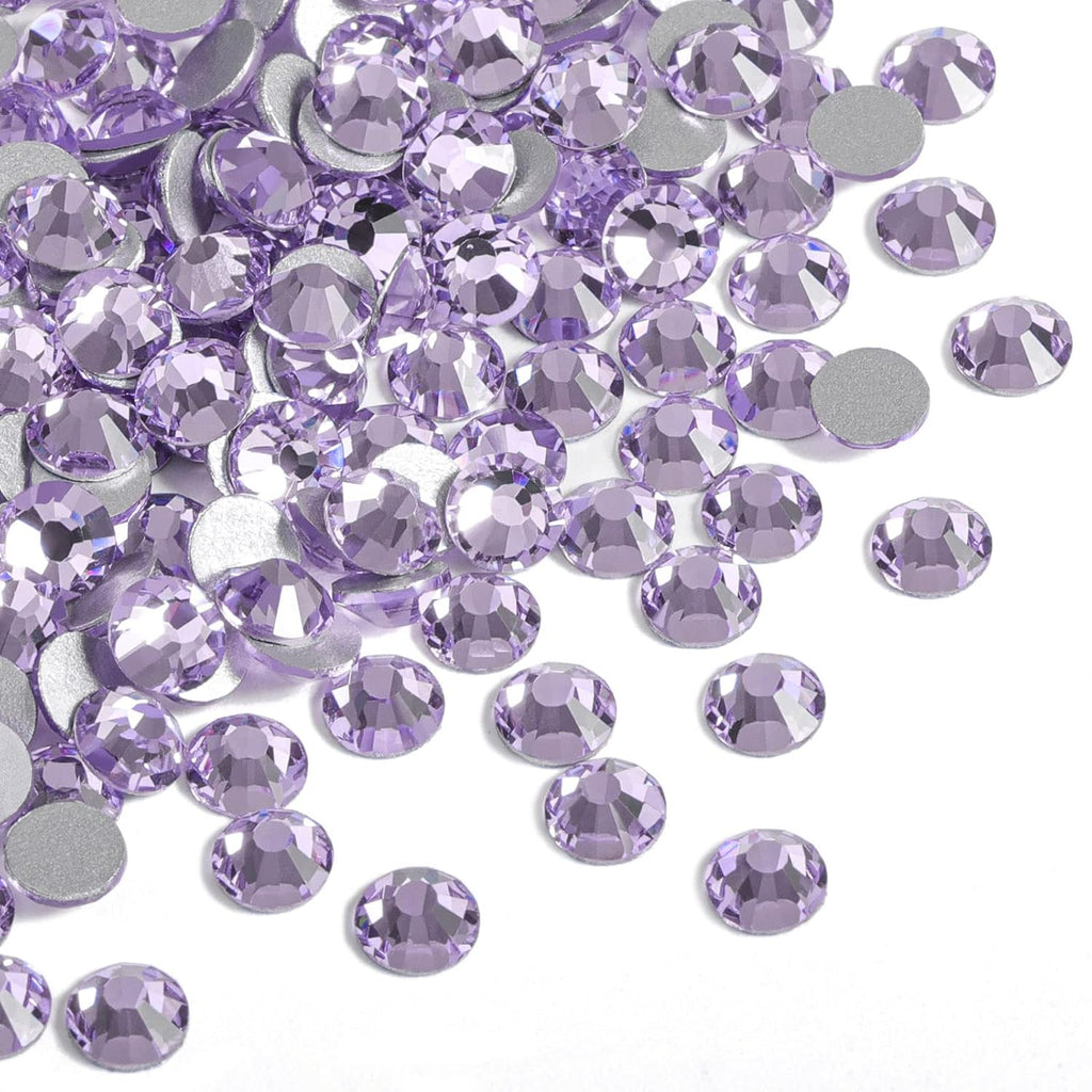 Flat Back Crystal Rhinestones Round Gems For Nail Art And Craft Glue Fix - Violet