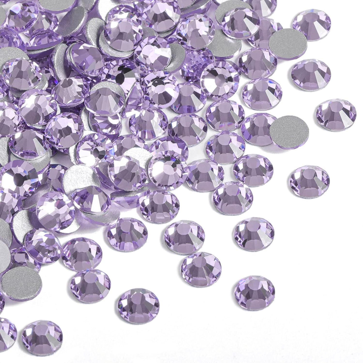 Flat Back Crystal Rhinestones Round Gems For Nail Art And Craft Glue Fix - Violet