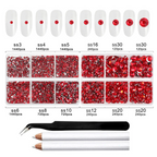 8300PCS Flatback Rhinestones, Nail Gems Round Crystal Rhinestones for Crafts, Mixed 10 Sizes with Wax Pencil and Tweezer Kit, SS3-SS30-Light Siam