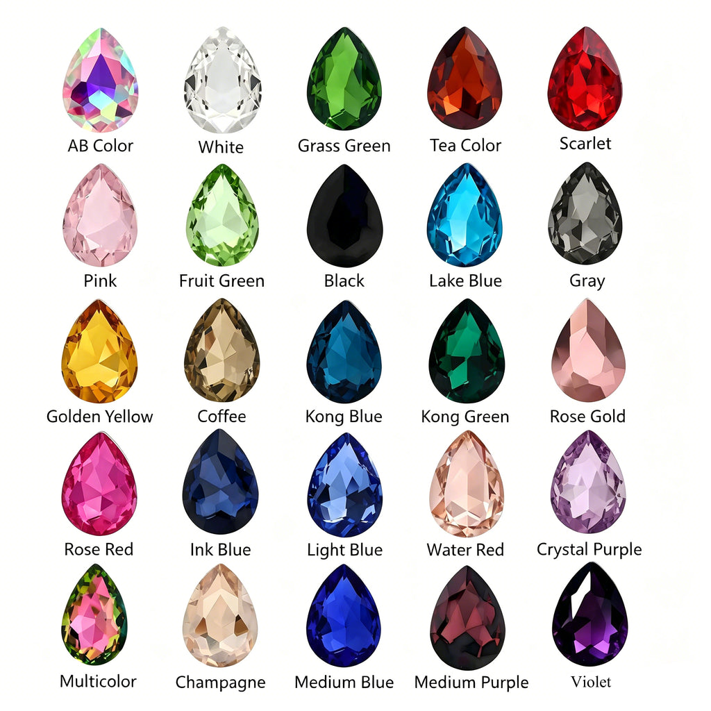 Teardrop Pointed Back Glass Rhinestones for DIY Crafts, Clothing & Bags - Real Silver Plated Base Sew-on Stones for Jewelry & Accessories