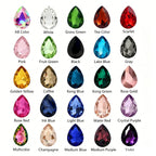 Teardrop Pointed Back Glass Rhinestones for DIY Crafts, Clothing & Bags - Real Silver Plated Base Sew-on Stones for Jewelry & Accessories